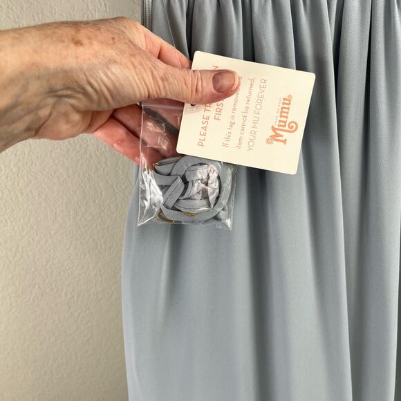 Anthropologie Show Me Your Mumu Emma Blue Off Shoulder Maxi Dress XS/SM NWT - Picture 11 of 16